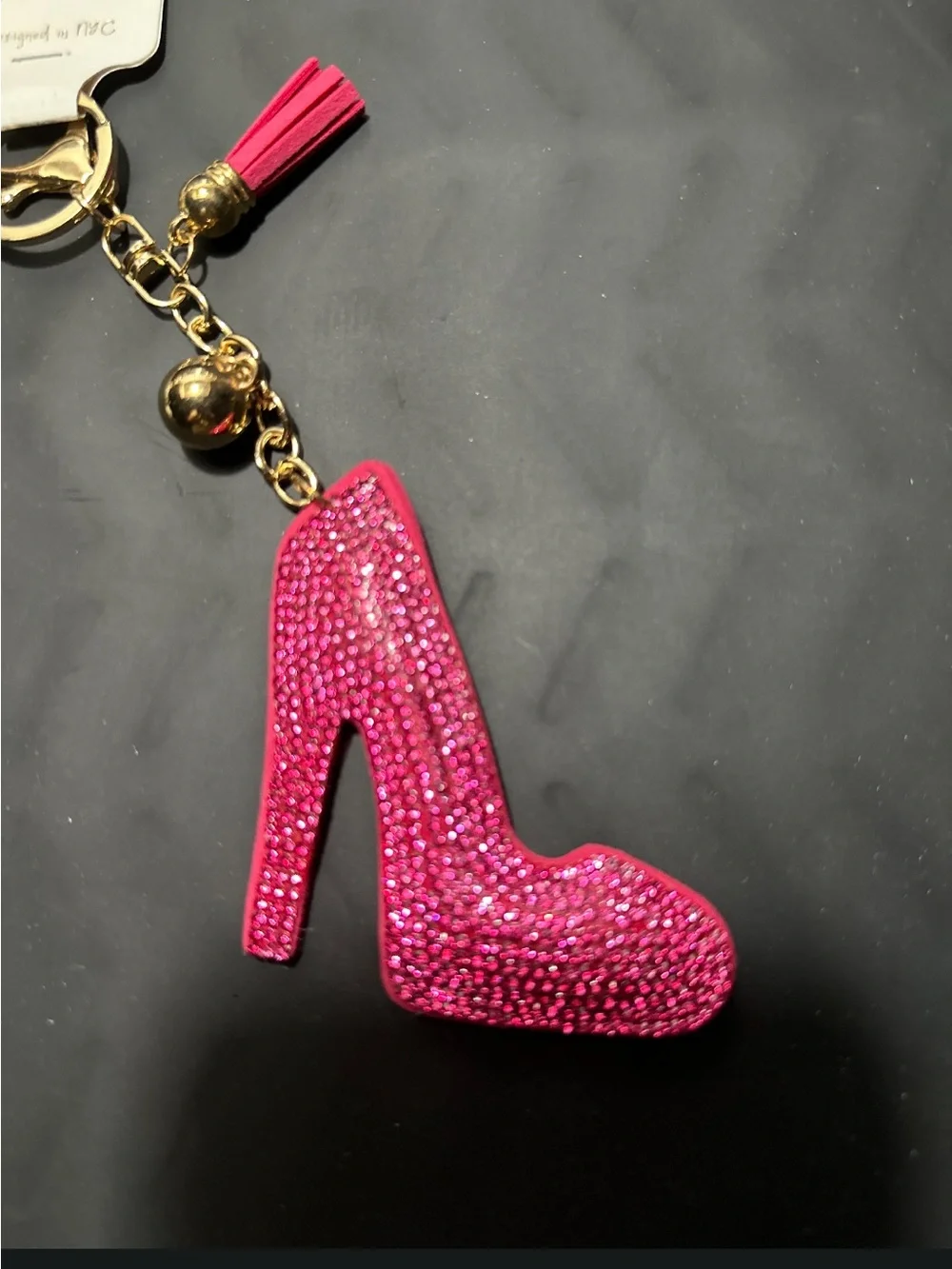 Pink Crystal High Heel Keychain Charm