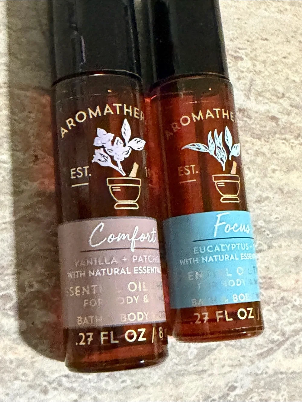 Bath & Body Works Discontinued Vanilla Patchouli & Eucalyptus Tea Rollerball Duo