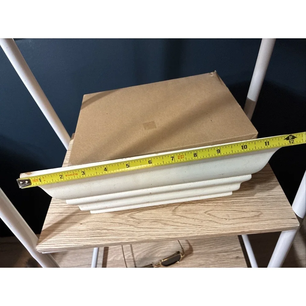 12'' White Crown Molding Wood‎ Composite Floating Wall Shelf - EUC