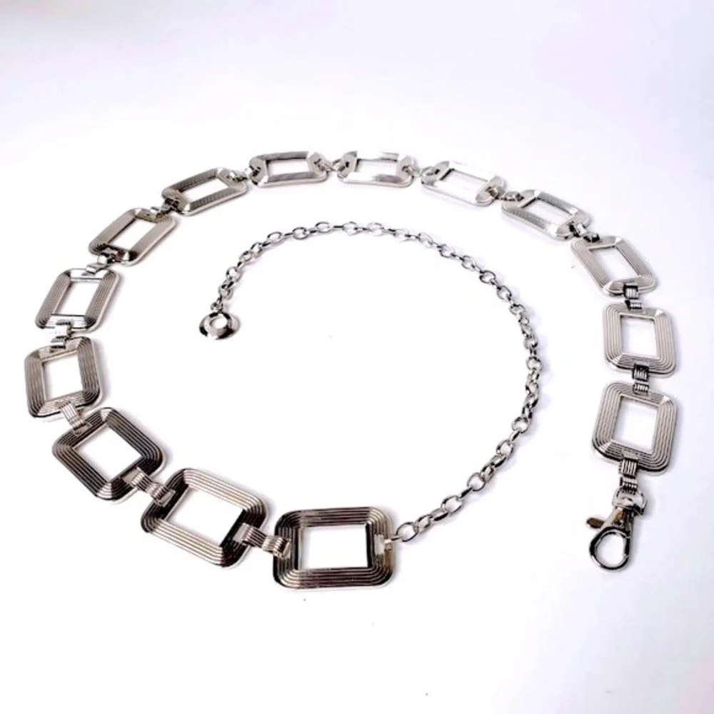 New‎ Silver Rectangle Chain Link Dressy Accessory Belt