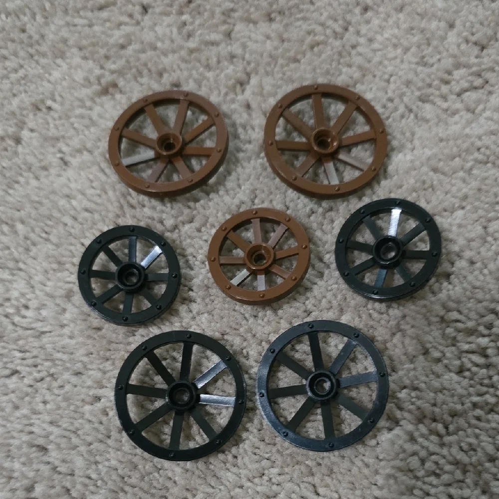 LEGO Vintage Set of Brown and Black Wagon Toy Wheels