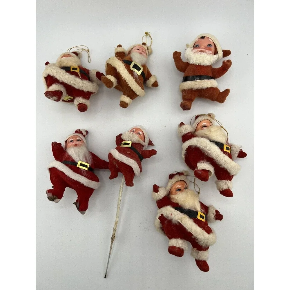 Vintage Home Decorative Happy Holidays Christmas Santa Ornaments - Set of‎ 7