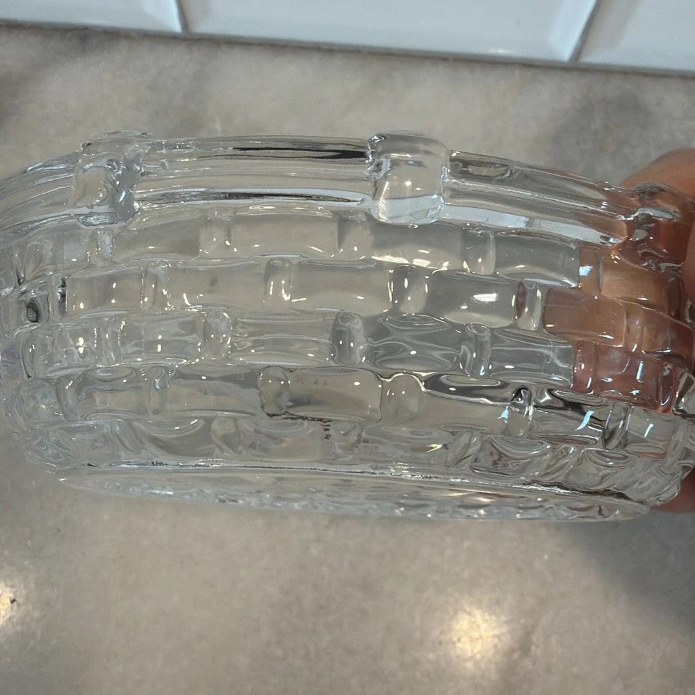 Vtg William Sonoma Bunny on Nest Rabbit Clear Glass‎ Covered Candy Dish