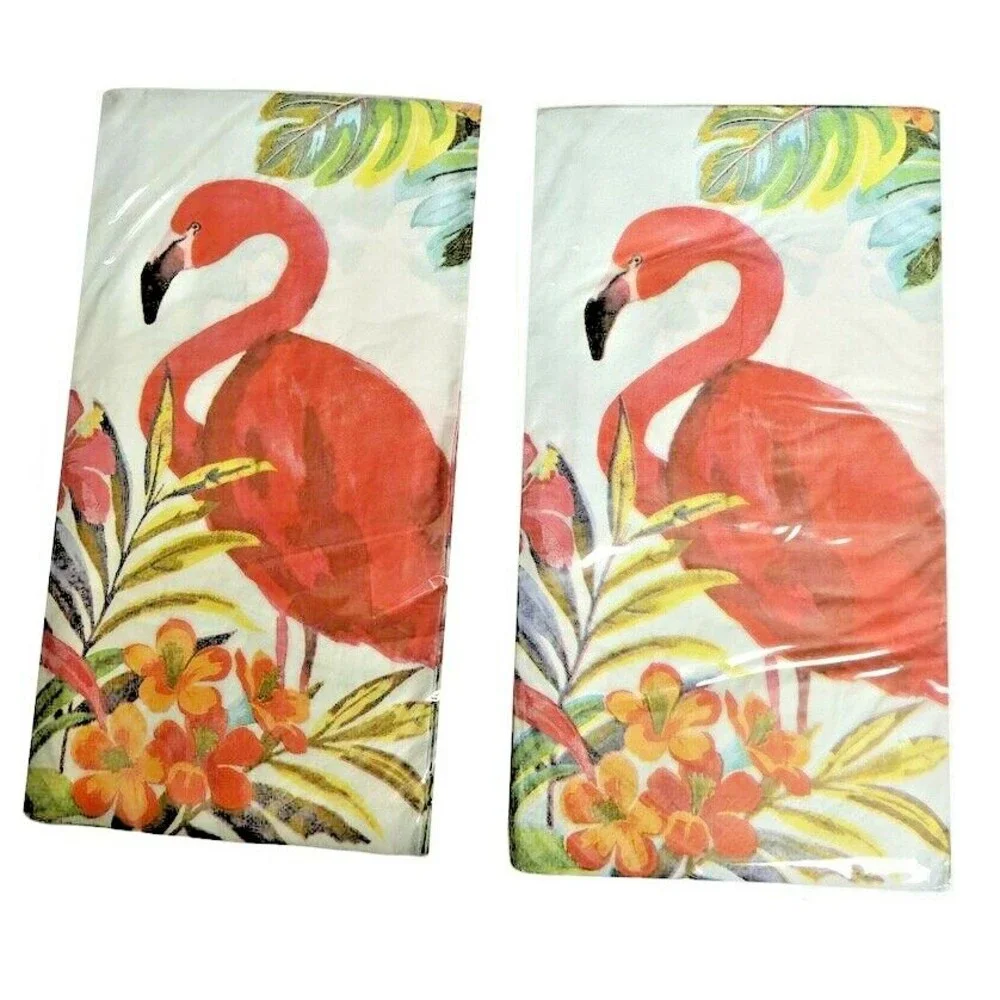 Pink Flamingo Paper Buffet Napkins Towels Tropical Decoupage 20pk Set of 2