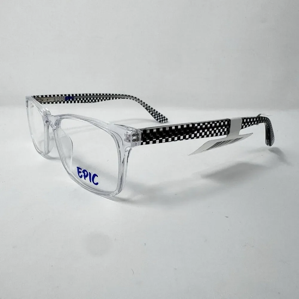 EPIC EP005 CRY Crystal Eyeglass Frames 52-16-135 Checkered Temples