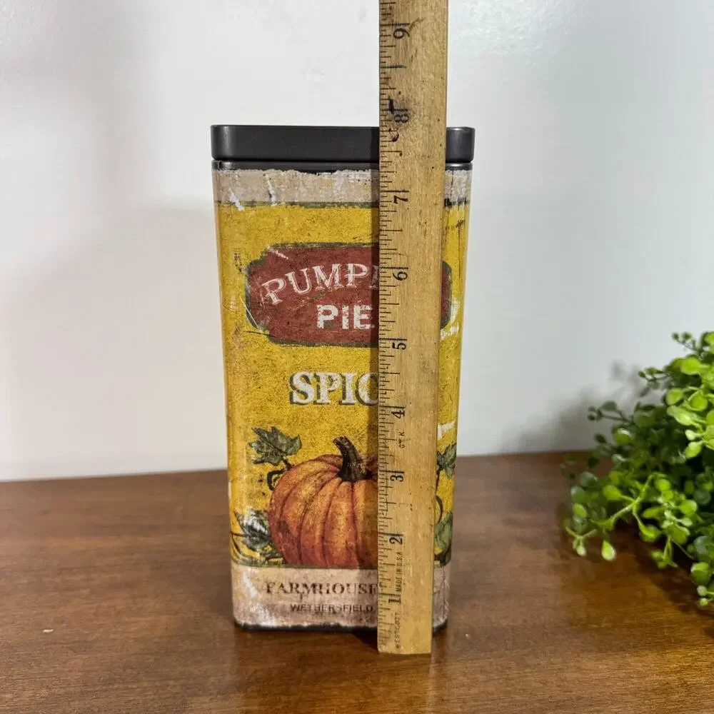 Pumpkin Pie Spice Country Farmhouse Canister Tin 7.75in Tall Autumn Fall