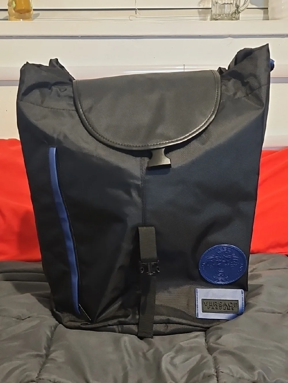 Versace Black Nylon Backpack‎ Unisex