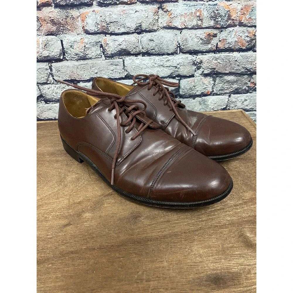 Cole Haan Derby Oxford Brown Cap Toe Dress Shoes C07992 Size 10.5 M