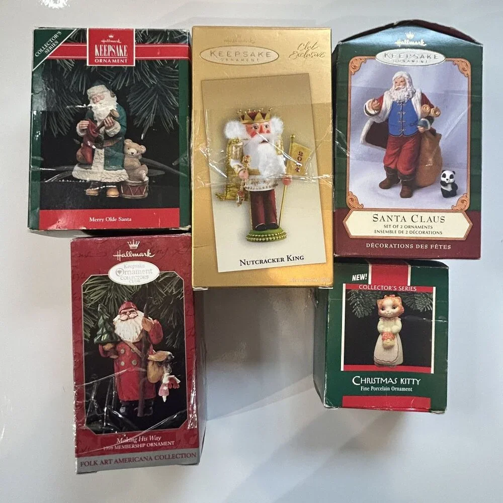 Hallmark Keepsake Christmas Ornaments Lot of 5 Holiday Santa Cats Nutcracker