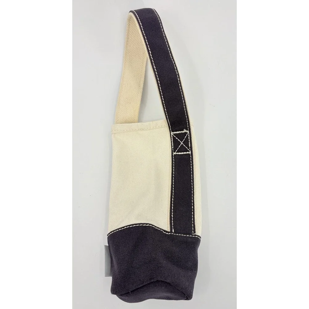 Vintage Lands End Home Wine Bottle Tote Caddy Navy Blue Natural