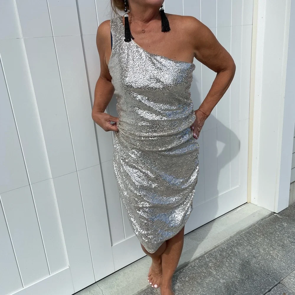 Sparkle in Michael Kors Gold Sequin Dress Sz XL