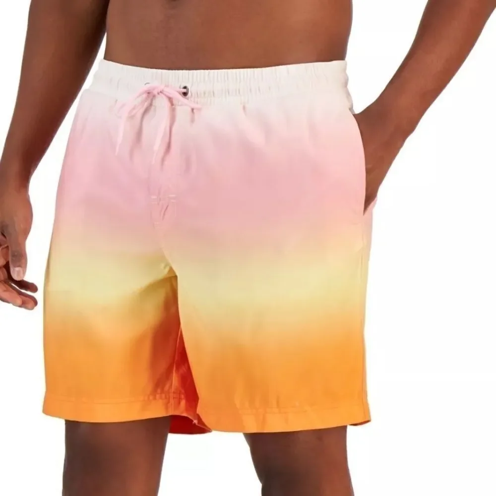 Club Room Mens Kenji Ombre Swim Trunks Pink Combo XXL, men’s short