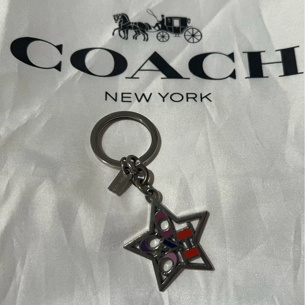 Coach Star Keychain with Pink, Purple and Red Accents