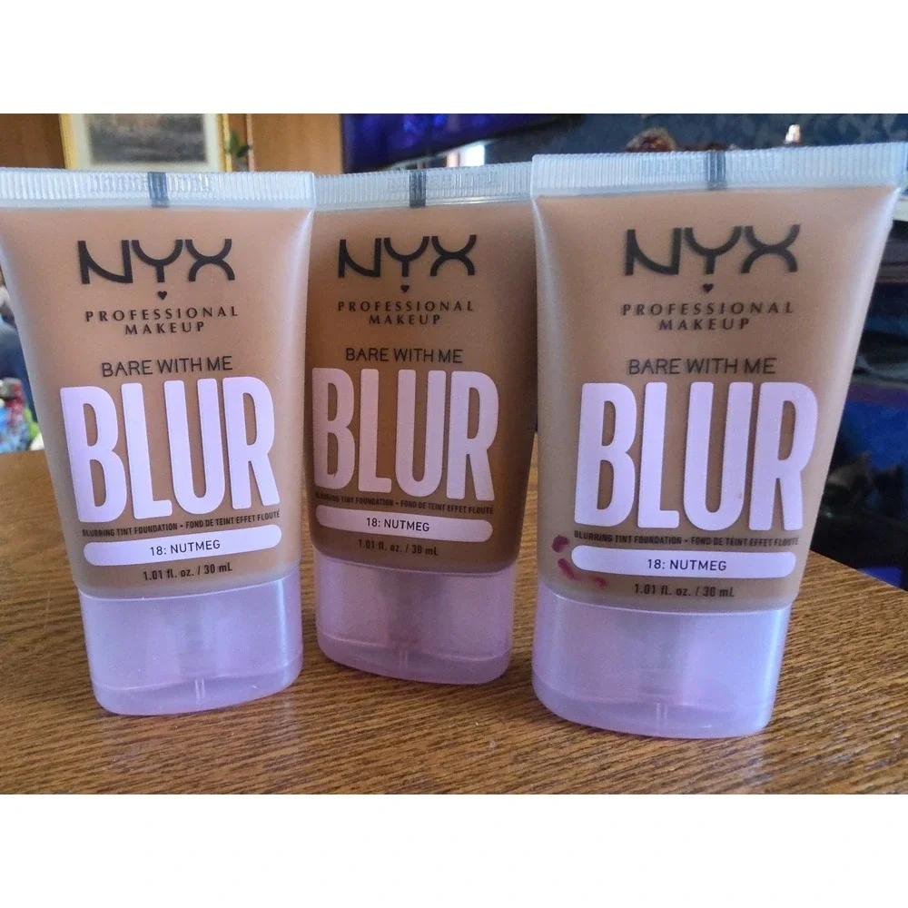 3 NYX Bare With Me‎ Blur 18 Nutmeg NEW Blurring Tint Foundation