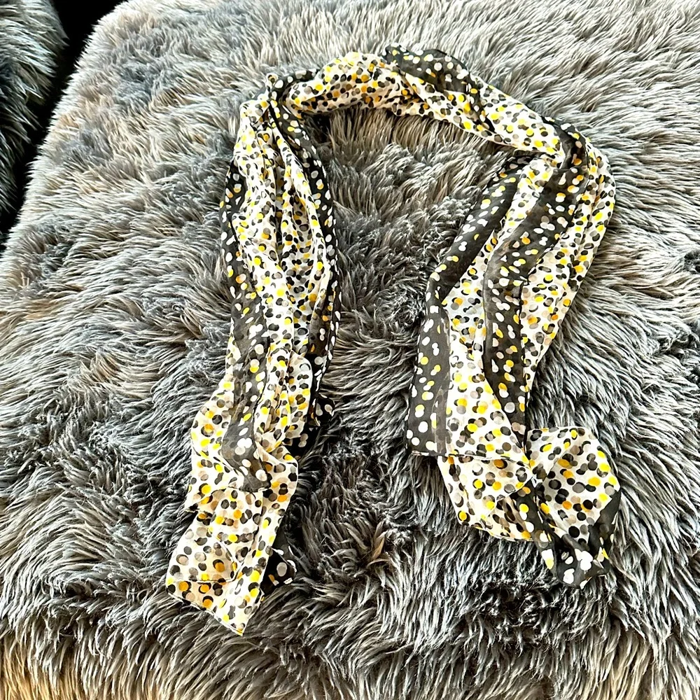 Yellow and black polka dot scarf