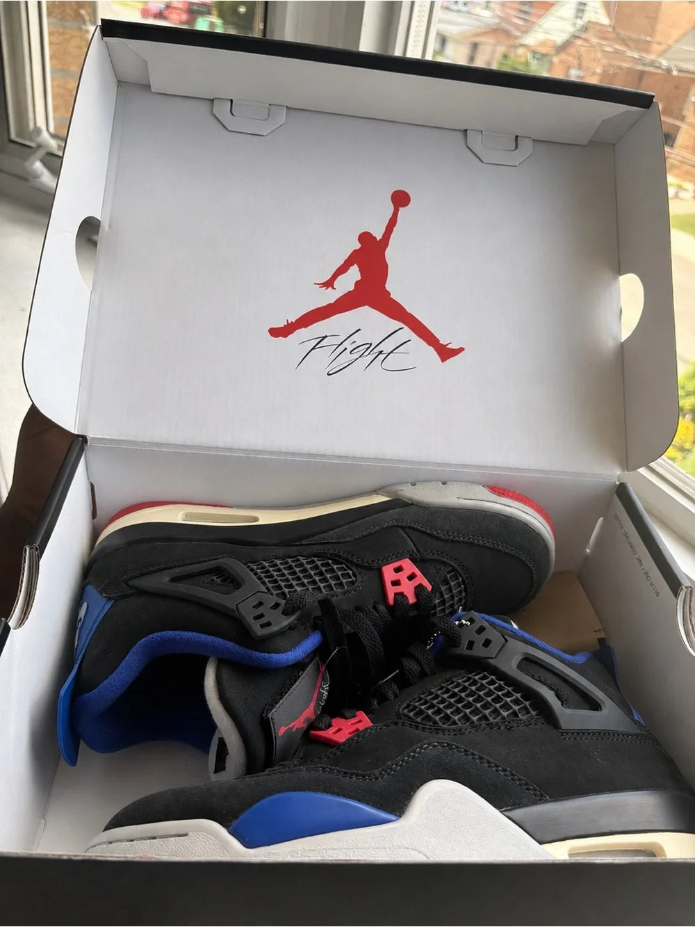 Nike Air Jordan 4 Kids Shoes - Black / Blue / Red