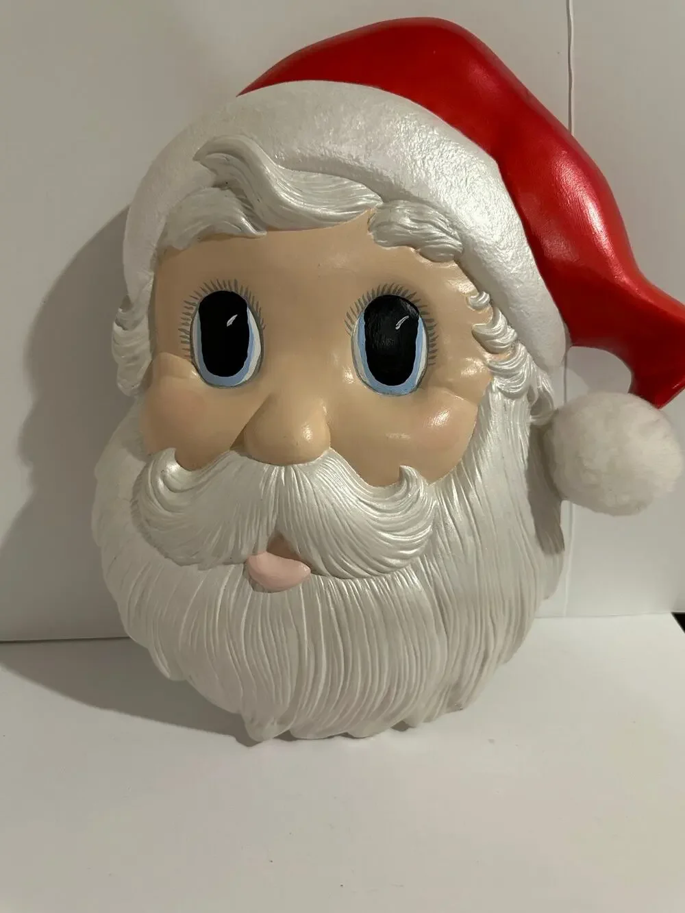 Vintage Christmas Ceramic Santa face Pearlized Painit