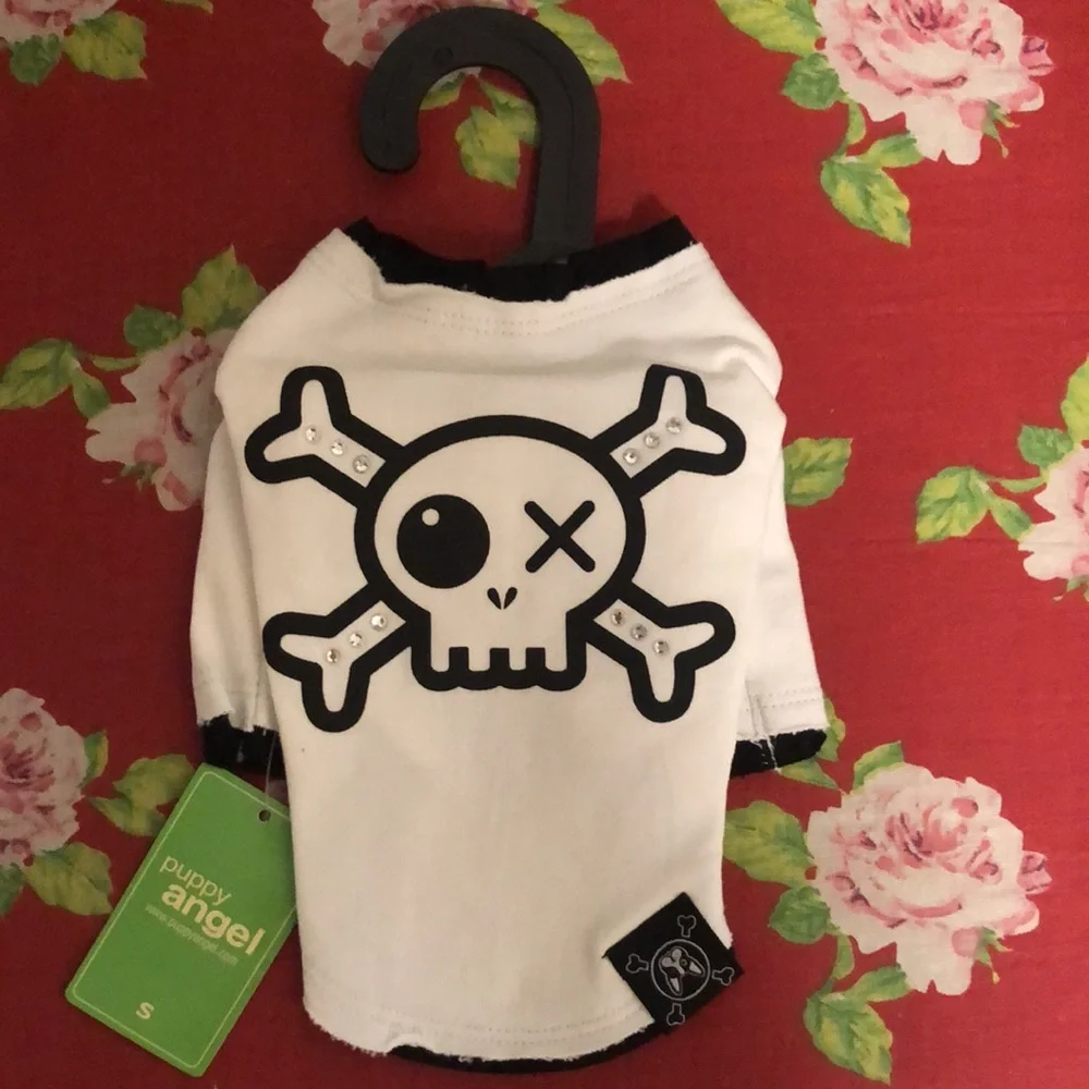 Boutique Skull Print and embellishments dog tshirt SZ Small NWT