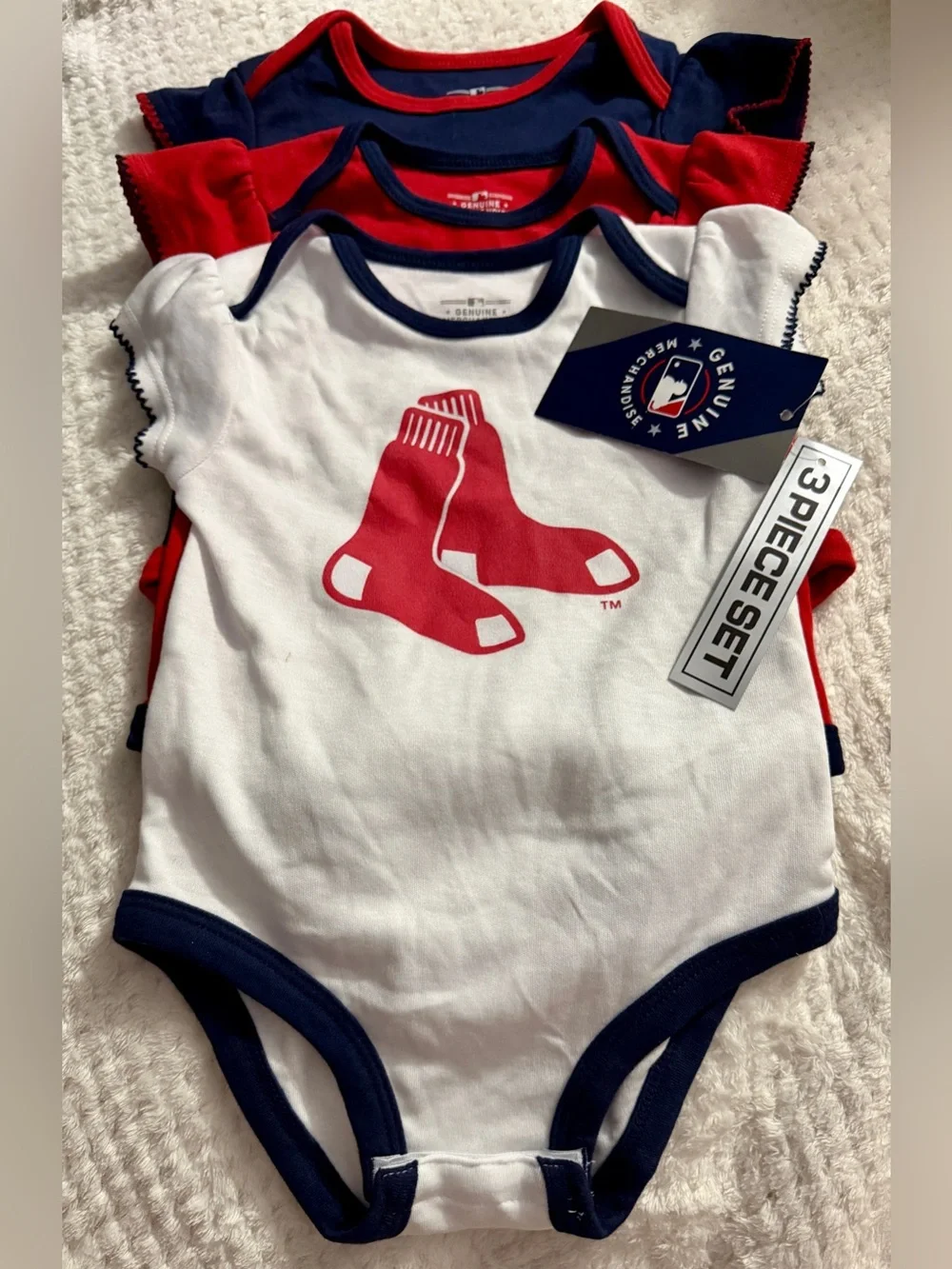 Infant Baby Genuine Merchandise MLB Boston Red Sox Bodysuit 3 pack
