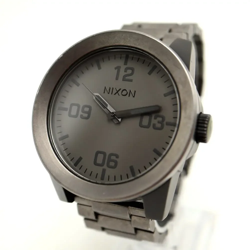 Nixon The Corporal SS Gunmetal Men's 48mm Watch Stainless Steel w New Battery