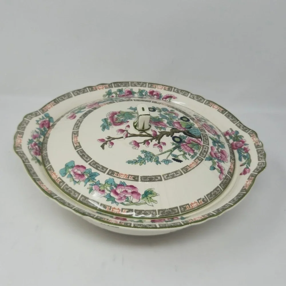 Vintage Myott Staffordshire Indian Tree Round Covered Vegetable Dish Tureen 10