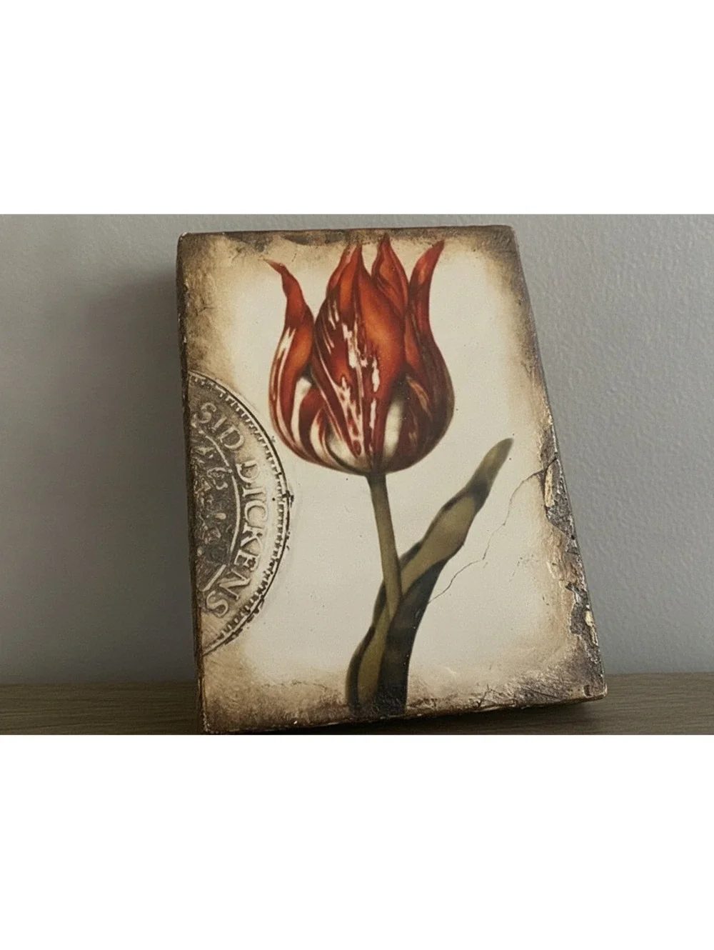 Sid Dickens T-98 Scarlet Tulip Retired Memory Block Wall Tile Collectible
