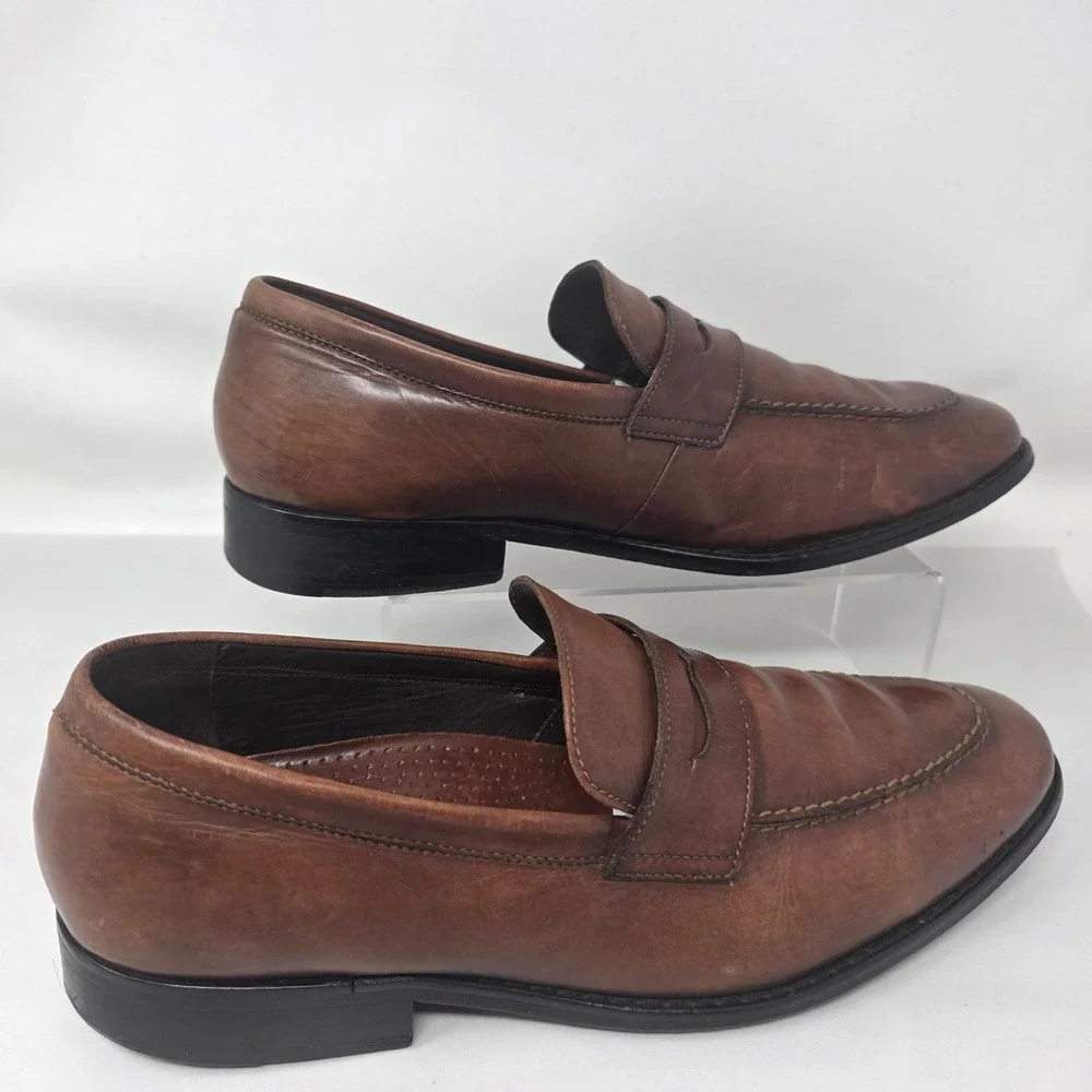 Cole Haan Penny Loafer Mens 10 M Nike Air C08601 Brown Leather Moc Toe Good