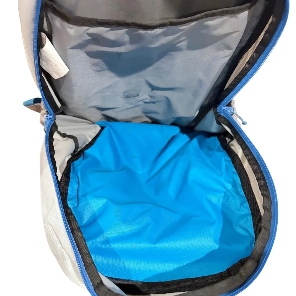 LL Bean Hiking Backpack laptop comfort carry Grey Blue Bungee Daypack School Bag