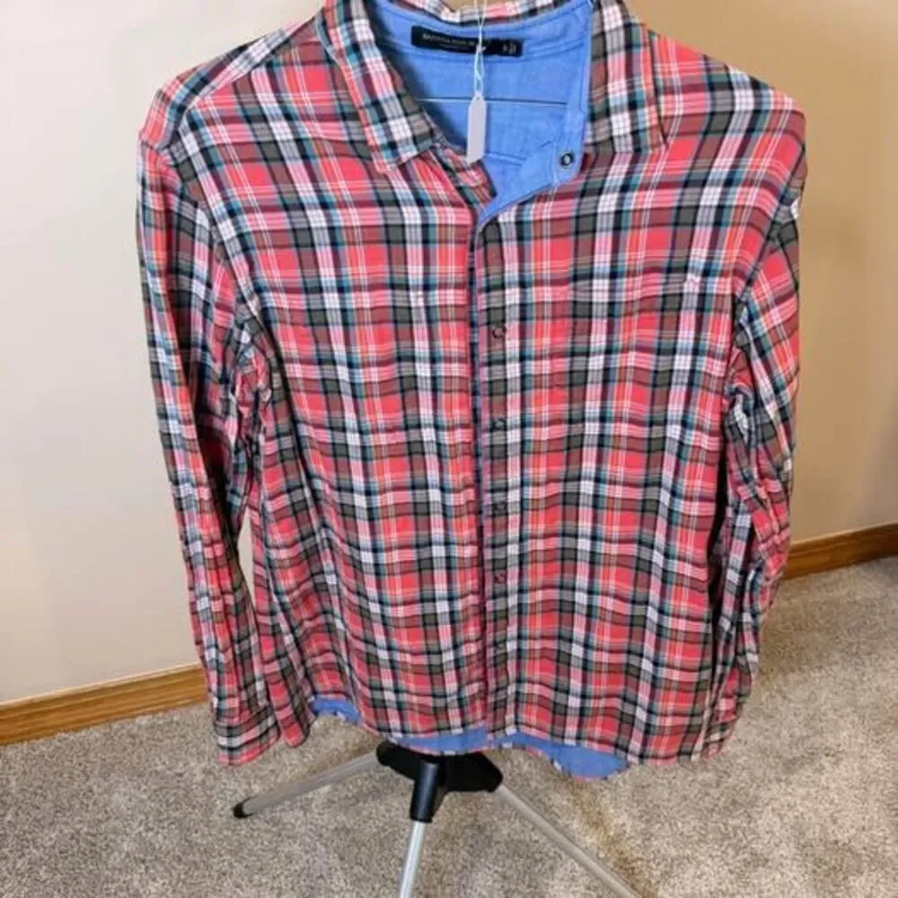 Banana Republic Camden Fit Plaid Snap-Front Shirt Size Medium