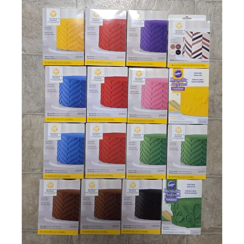 Wilton Multi Color Fondant Vanilla Flavor Fondant Icing Lot Of 16 Boxes