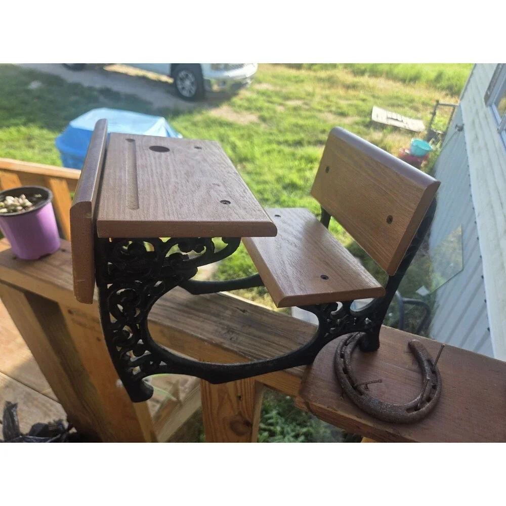 Cast Iron and Wood Doll Furniture Medium Sized Desk Table