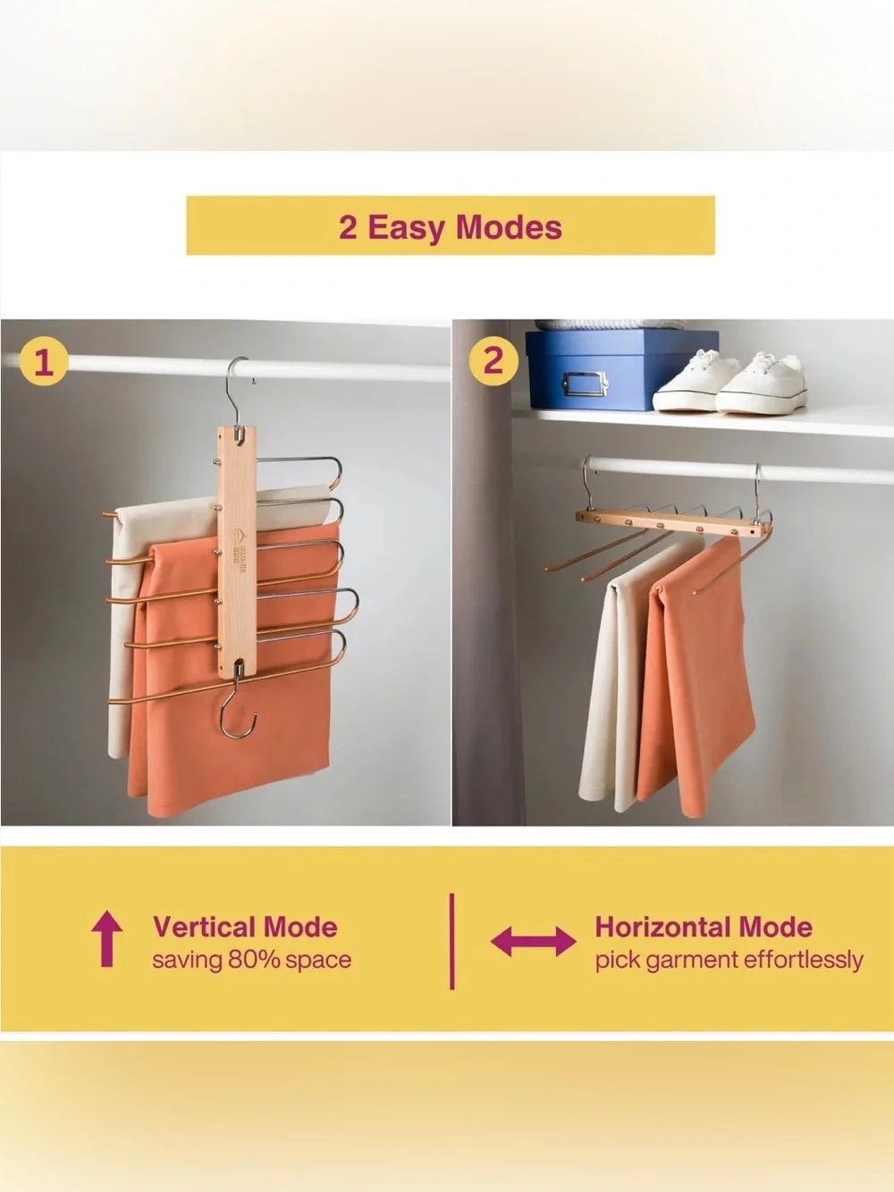 Organizer Tastic, Space Saving 5-Tier, Non Slip Pants Hanger
