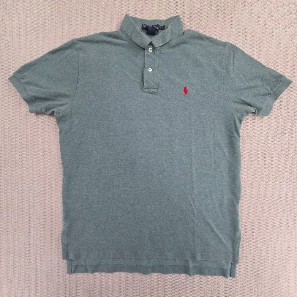 Polo Ralph Lauren Shirt Mens Large Green Short Sleeve Red Pony Preppy
