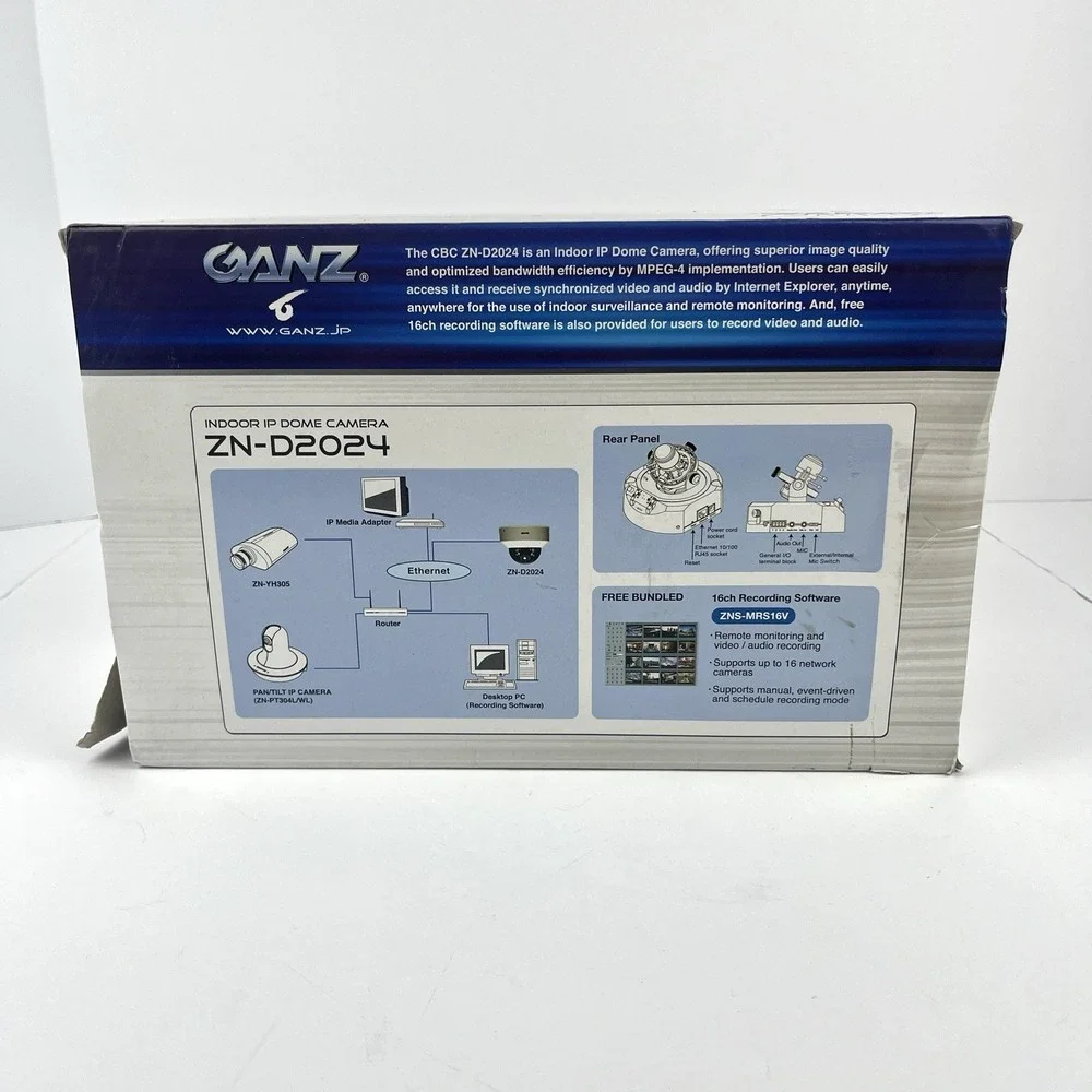 Ganz ZN-D2024 IP Dome Security Camera ONLY‎ – New Open Box – No Mount/Hardware