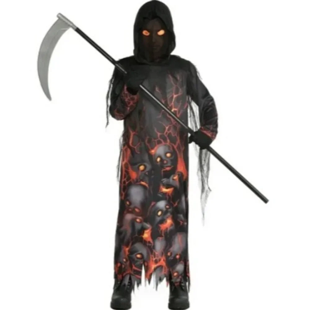 Lava Grim Reaper Robe‎ Youth Child Boys Large 12-14 Halloween Costume Black 466