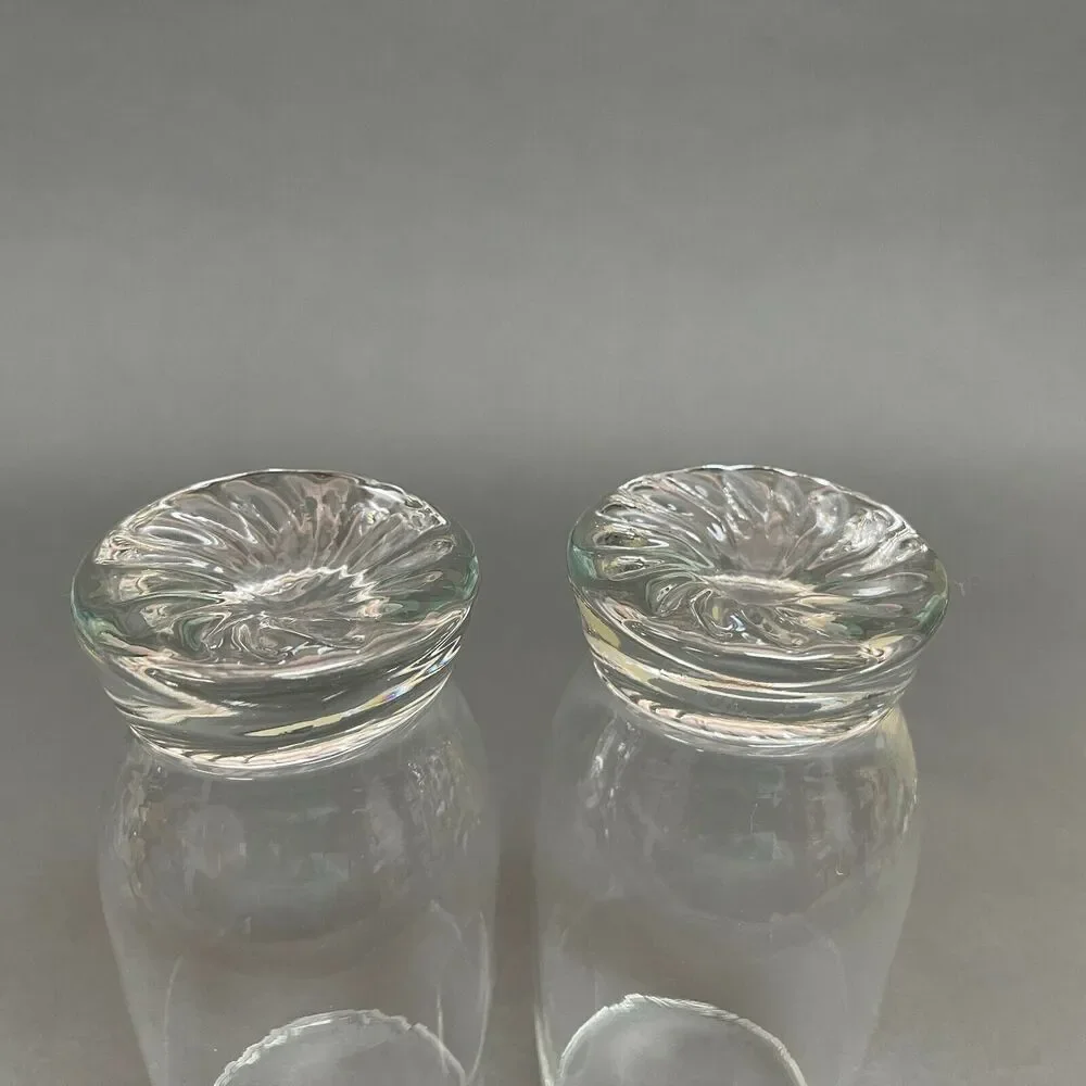 Vintage Highball Clear Glass Glasses Swirl‎ on Heavy Bottom 6 3/8