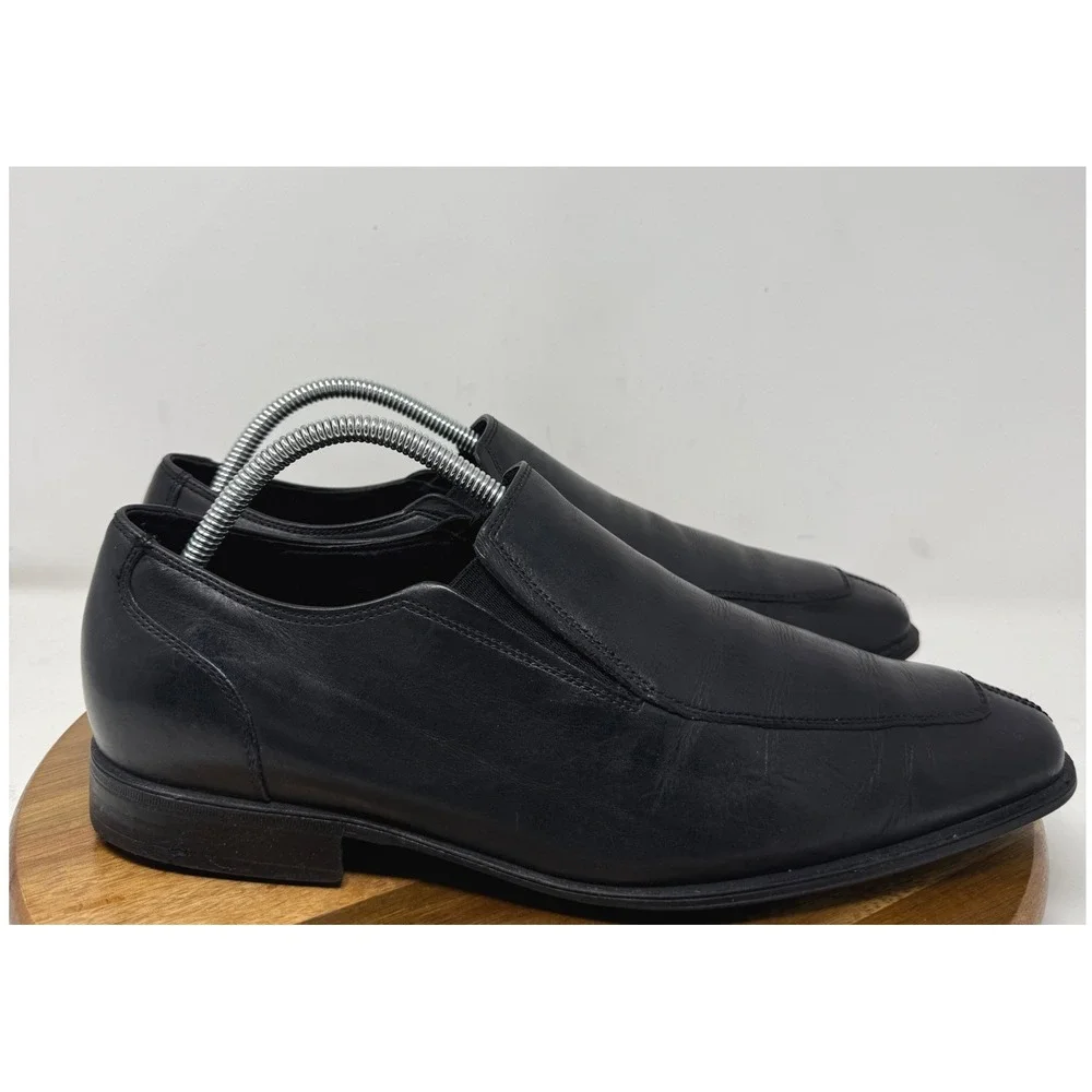Cole‎ Haan Mens Black Leather Slip On Loafers Square Toe Dress Shoes C09852 9M