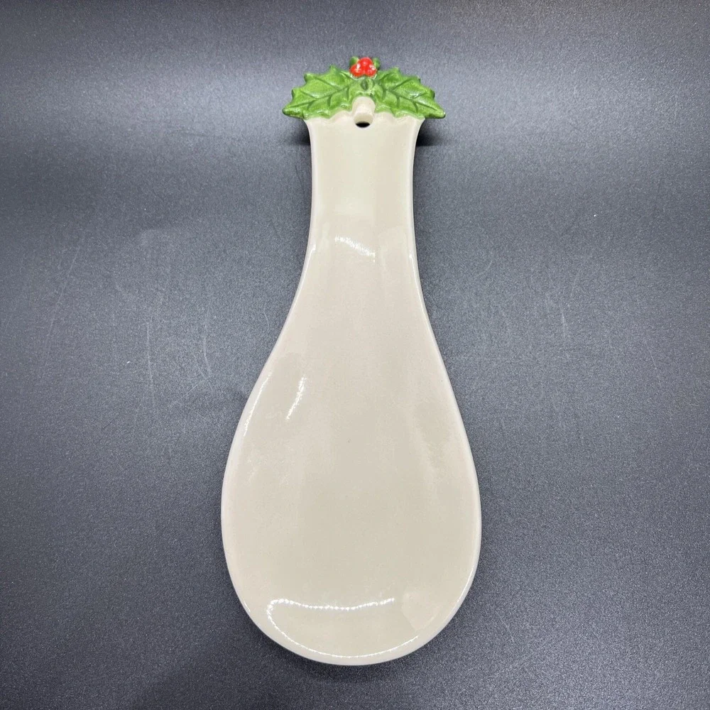 Vintage Otagiri Spoon Rest Christmas Holly‎ And Berries Mistletoe