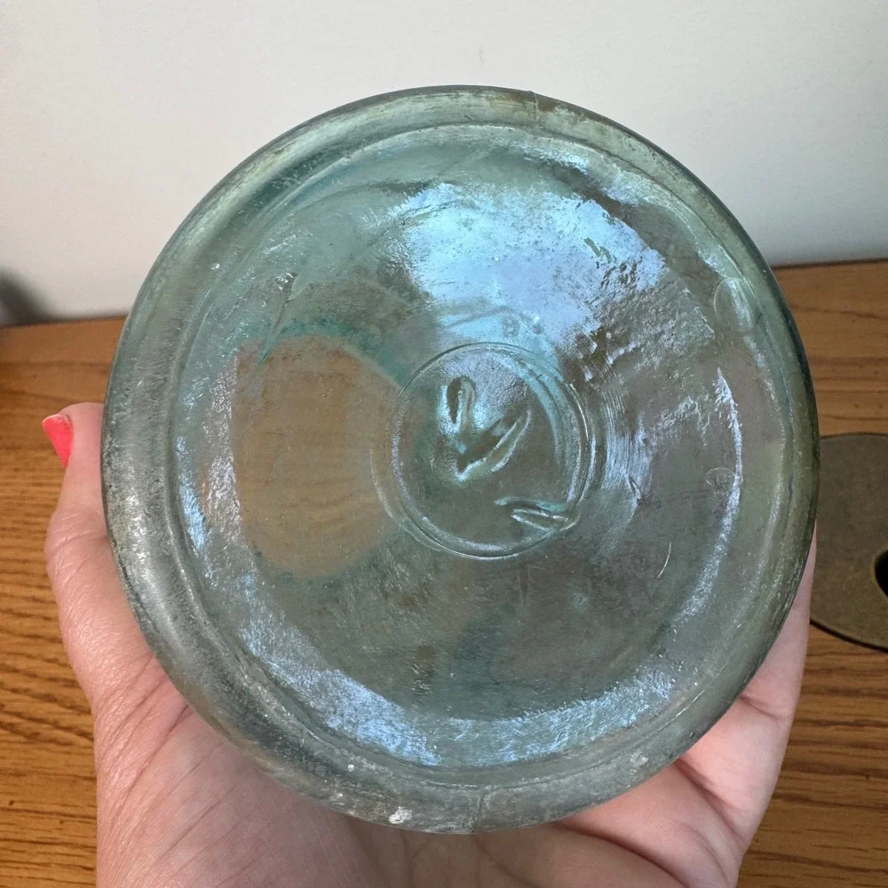 Vintage Ball Mason Jar Blue Aqua‎ Glass Quart Antique Canning Jar 1900-1923