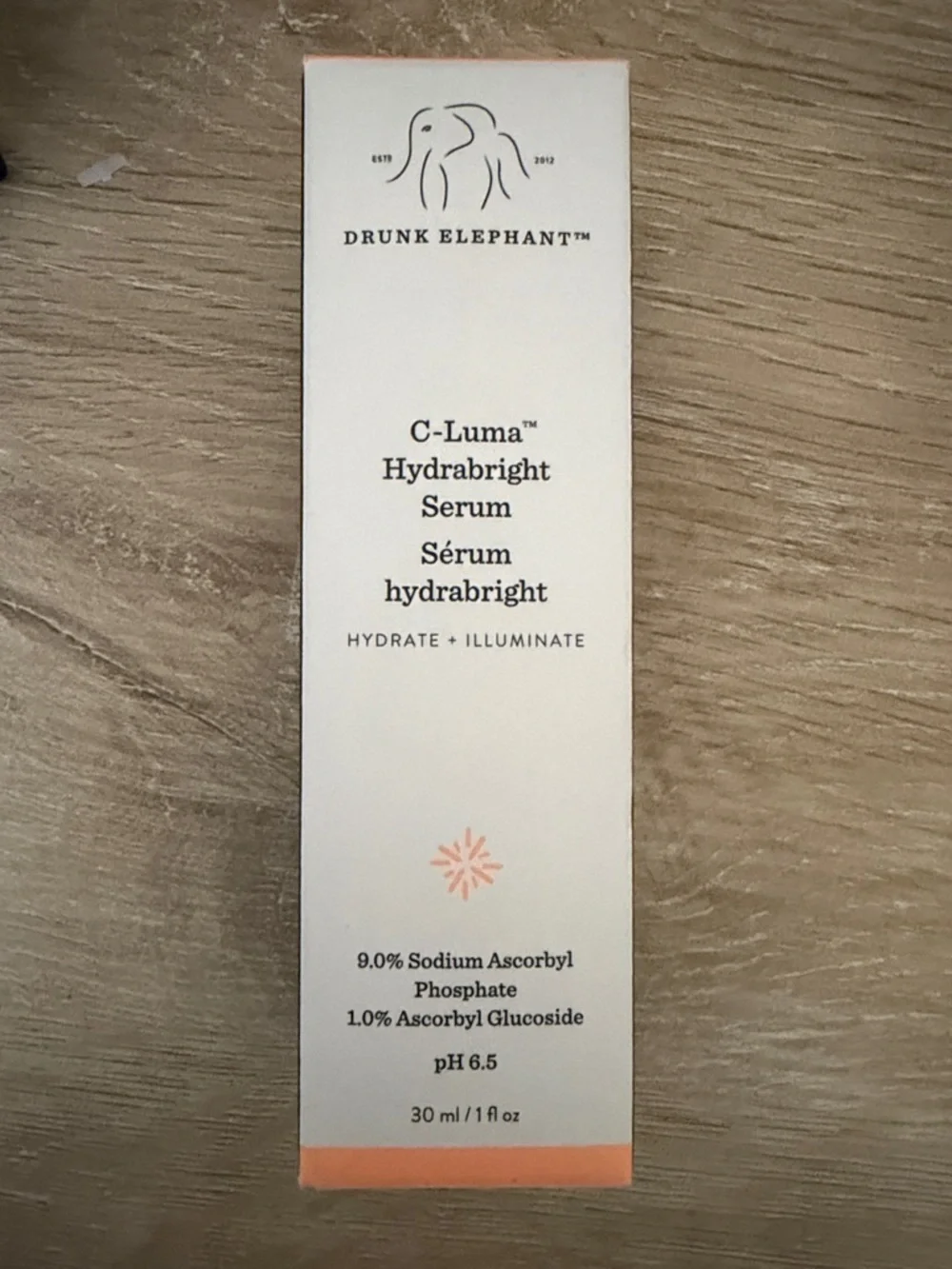 Drunk Elephant C-Luma Hydrabright Serum — White with Peach Accent