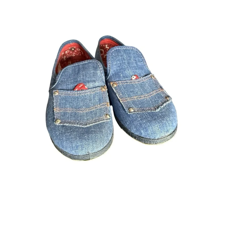 Vintage 1960s Wellco Denim bandana western slip on shoes new sz 2‎ W