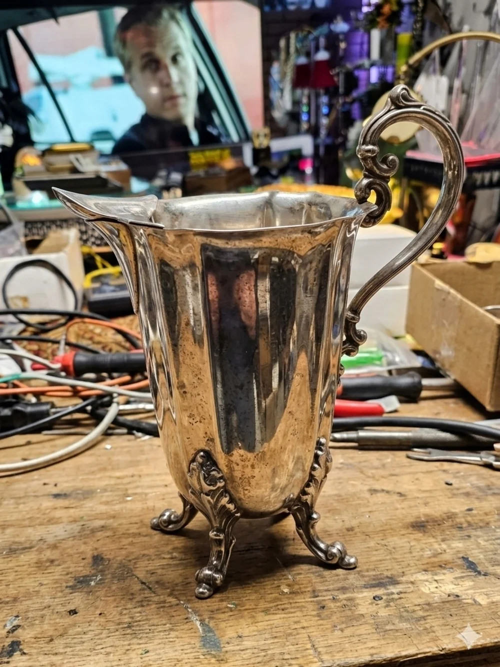 Elegant Silver-Plated Footed Creamer Pitcher