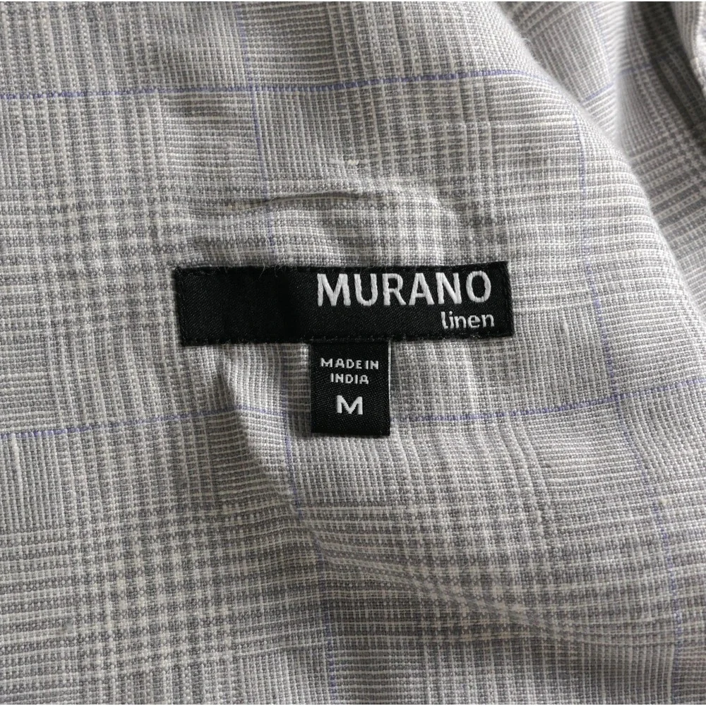 Murano (M) 38L Gray Glen Plaid 100% Linen Summer Blazer Unstructured Lightweight