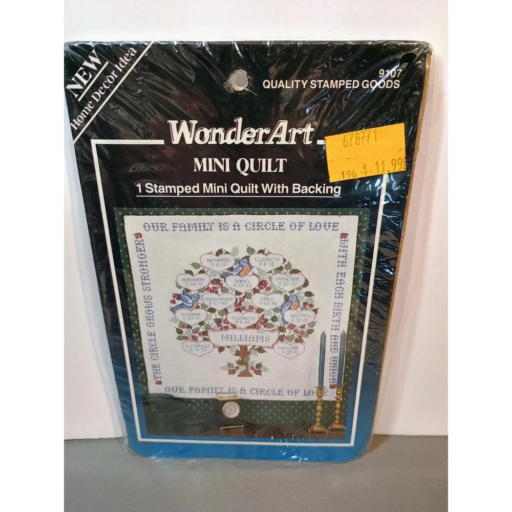 Vtg WonderArt Family Tree Mini Quilt Kit 36x36 Pattern Only‎ 9107 Circle of Love
