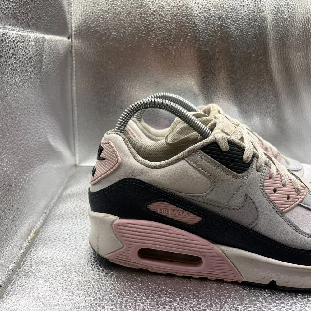 Size 7Y Nike Air Max 90 White Pink Kids Athletic Sneaker Shoes‎ HF6358-104