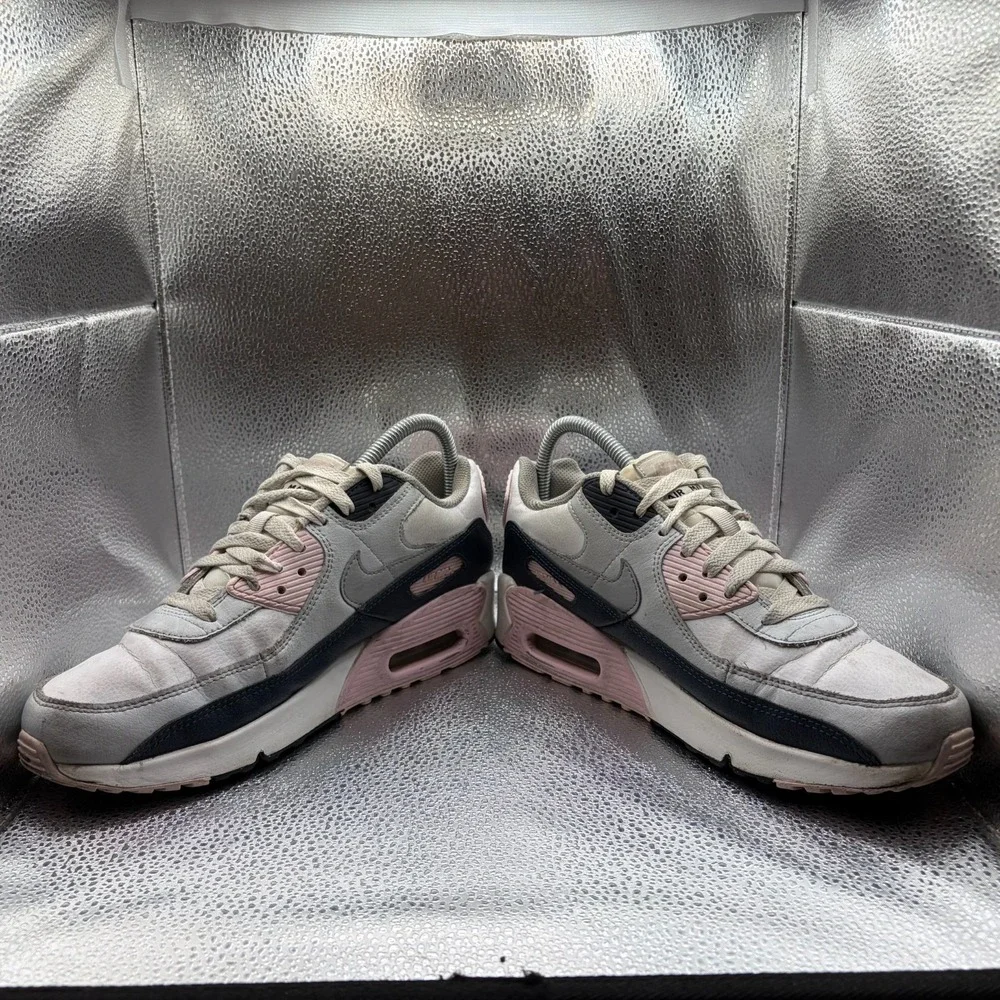 Size 7Y Nike Air Max 90 White Pink Kids Athletic Sneaker Shoes‎ HF6358-104