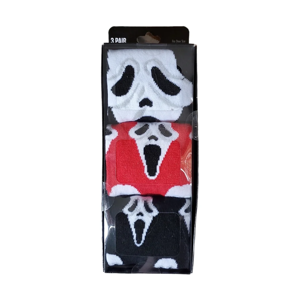 Ghost Face Scream Crew Socks 3‎ Pairs New
