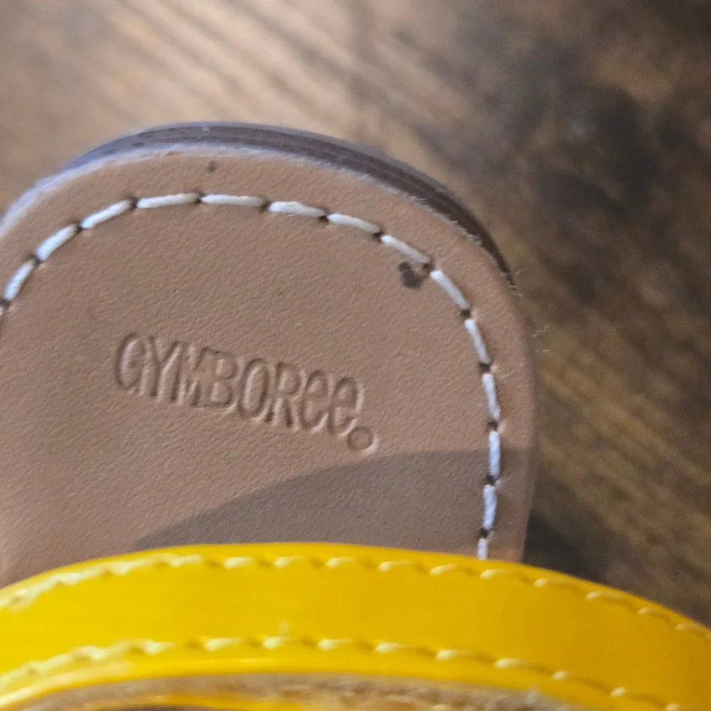 Gymboree Girls Yellow Patent Butterfly‎ Sandals Ankle Strap Shoes Size 7