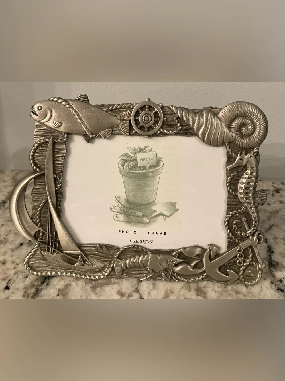Vintage Pewter Nautical Picture Frame
