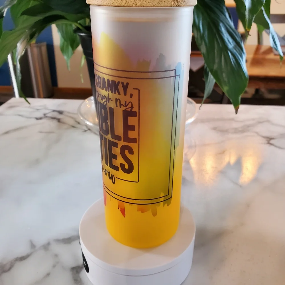 TERRIBLE THIRTIES 20oz Gradient Yellow Glass Tumbler with duo lids 🎉sale